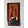 Bild - schön gemachte Kunstoffplatte auf Holz "Segelboot"