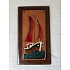 Bild - schön gemachte Kunstoffplatte auf Holz "Segelboot"